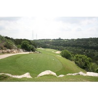 The par-3 13th hole on the Westin La Cantera's Palmer Course heads straight downhill.
