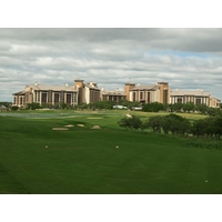 The JW Marriott San Antonio Hill Country Resort and Spa provides the backdrop for the finishing hole on the AT&T Canyons Course at TPC San Antonio.