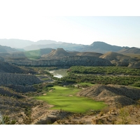 From yet another elevated tee, the 14th on Lajitas Resort's Black Jack's Crossing golf course affords a great view of the Davis Mountains and Rio Grande below.