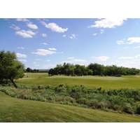 The ninth hole, at 420 yards from the tips, is one of most difficult at The Trails of Frisco Golf Club.