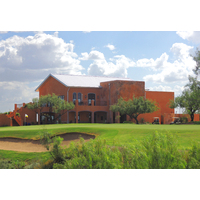 The new 9,000-square-foot clubhouse overlooks the 18th green at the Max A. Mandel Golf Course in Laredo, Texas.