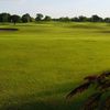 A morning view of the driving range at Cross Timbers Golf Course