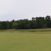 A view of a green with water coming into play at Holly Lake Ranch Golf Course.