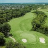 Aerial view of the 16th green at Clear Creek Golf Course.