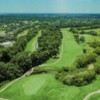 Aerial view of the 17th green at Clear Creek Golf Course.