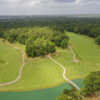 Aerial view of the #5, #6, #7 greens at Tour 18 Houston.