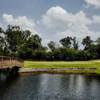 A view over the water of green at Hearthstone Country Club