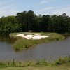 A view of the island green at Whispering Pines Golf Club