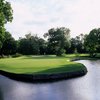 A view of a hole surrounded by water at The Creek from The Clubs of Prestonwood