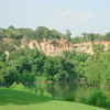 A view from tee #7 to the cliffs at Lost Pines Golf Course