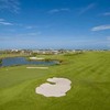 A view of the 5th green and fairway at Moody Gardens Golf Course