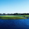 A view of the 12th green surrounded by water at Lakes Course from Wildcat Golf Club