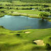 Aerial view of green protected by bunkers at The Golf Club of Texas - Briggs Ranch