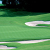 A view of a hole surrounded by tricky bunkers at Buffalo Creek Golf Club.