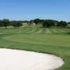 A view of a well protected hole at Hideout Golf Club.