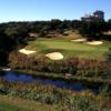 A view of a well protected hole at Crenshaw Cliffside Course from Omni Barton Creek Resort.