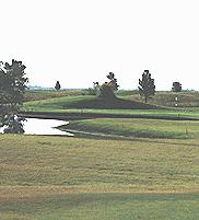 With water all along the left, the intimidating par-3, 199-yard fifth hole.
