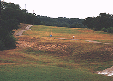 The sloped fairway of No. 18.